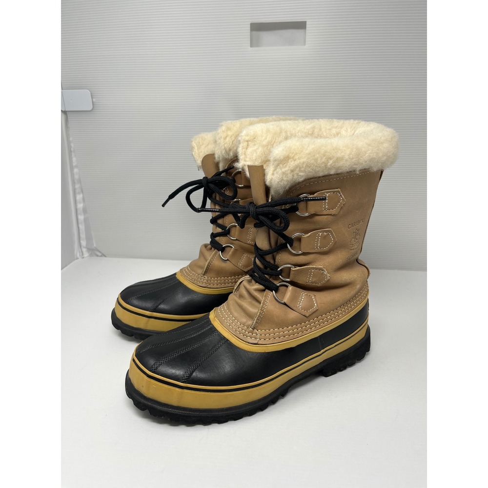 Vintage Sorel Caribou Boots Womens 8 Kaufman Canada Tan Black Winter Snow Boots
